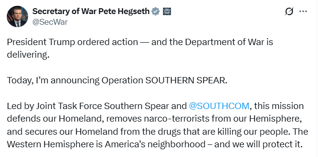 “الرمح الجنوبي”.. الولايات المتحدة تعلن بدء عملية عسكرية في أميركا اللاتينية